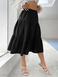 A beautiful midi black skort with side ruffle detail