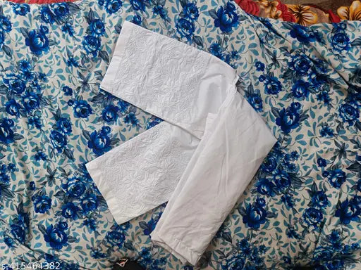 White Chikankari cotton saree with pallu
