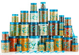 Kitchen containers with spoons, multiple sizes: 2000ml, 1200ml, 650ml, 350ml, 250ml