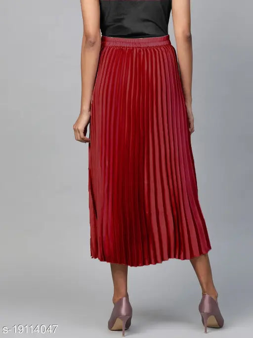Red and black tiered skirt, long length, possibly silk or cotton