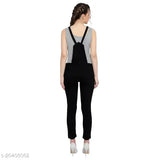Stylish denim dungaree jumpsuit for women, solid pattern, partywear on mannequin