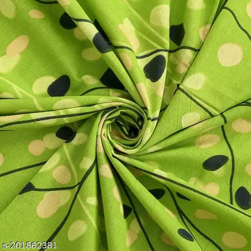 Green cotton jaipuri double bedsheet with black polka dots, 100% cotton 21of86381
