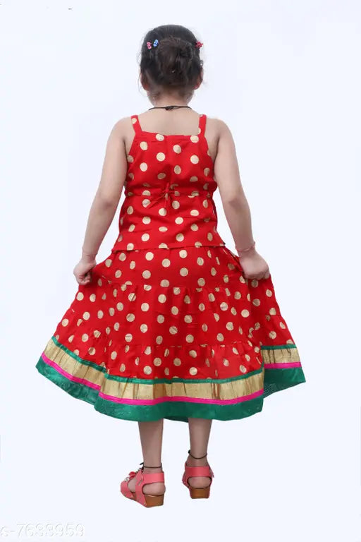 Rayon lehenga choli set for girls, sleeveless zari woven top and stitched net skirt, various sizes from 0-3 months to 6-7 years