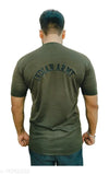 AXOLOTL Military/Army Style Cotton Blend T-Shirt for Men, embroidered net pattern, perfect for casual or sports wear. Made in India