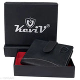 Black Keviv RFID blocking leather wallet for men and women - 18 card slots, solid pattern, free size, made in India