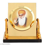 Golden color shining acrylic religious idol, Laps of Luxury Ek Onkar Guru Nanak Jifor Car art