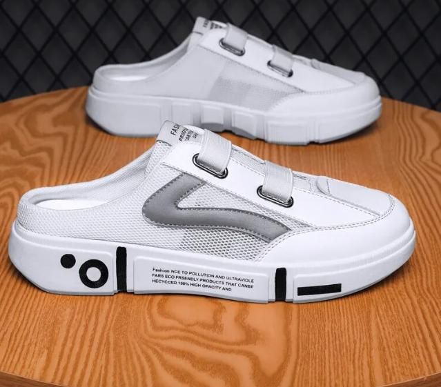 Soft synthetic white slip-on half casual shoes for men, perfect for everyday wear and non-slip comfort
