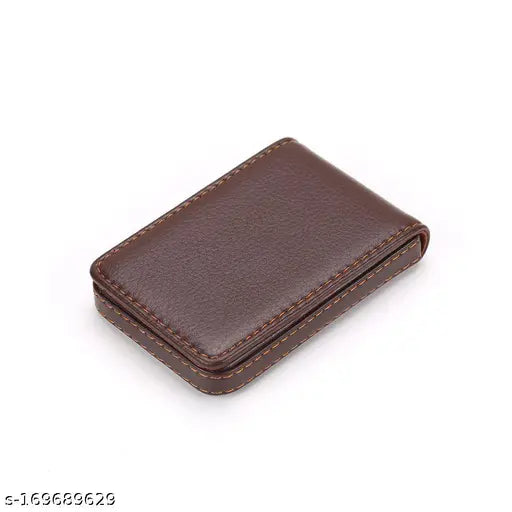 Solid PU card holder, 5 compartments for essential cards, free size (10cm x 8cm), made in India