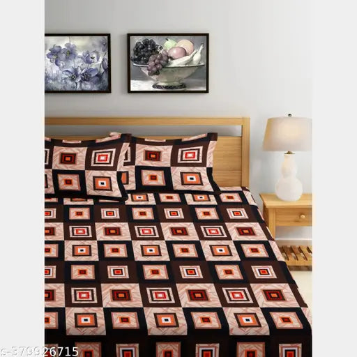 Super Soft Glace Cotton checked bedsheet set, double bed size 78x72 with 2 pillow covers, ideal for summer