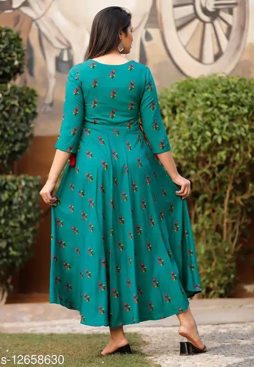 Rayon Women's Floral Printed Kurti, three-quarter sleeves, perfect for maternity & every occasion. Indian fashion on Gillkart