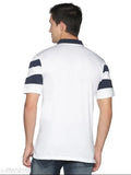 Adro Premium Cotton White Colorblocked Men's Polo T-Shirt, short sleeves, S (39in/27in), M (40in/27.5in) - Indian brand for stylish summer wear