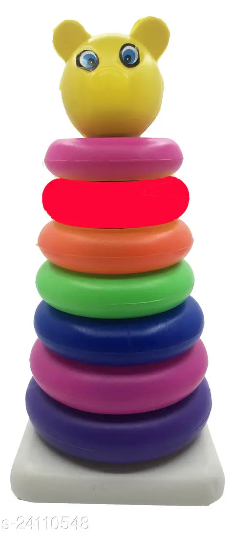 Multicolor soft plush Teddy stacking rings tower, educational toy for hand-eye coordination & color recognition