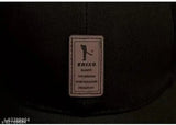 Classy men's black cotton baseball cap, adjustable unisex design, trendy free-size cap from India