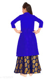 Girls' Art Silk & Jacquard Lehenga Choli Set (2pc), three-quarter sleeves, solid and stitched net patterns, various sizes from 4-15 years