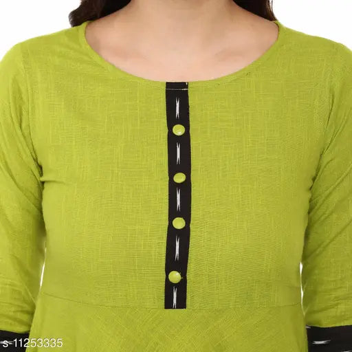 Lime green cotton blend anarkali kurti