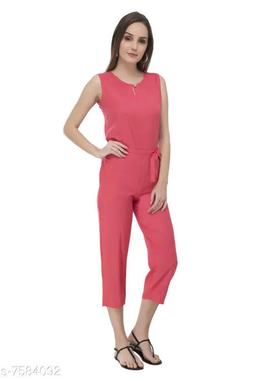 Stylish rayon jumpsuit, sleeveless, versatile for casual and party wear