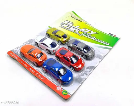 Fiber net die-cast pull back action car set (6 pcs), enhancing kids' creative play and color learning, toy cars for kids, made in India