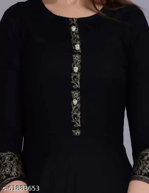 Black lace and beadwork long-sleeved Anarkali dress, traditional wear