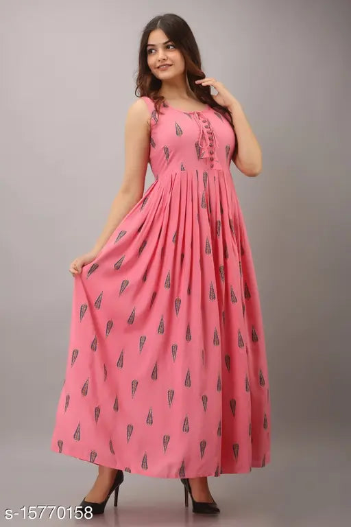 Printed rayon sleeveless JD Women's kurti, vibrant Indian pattern, M, L, XL, XXL sizes available