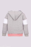 Cotton blend colorblocked winter zipper hoodie for girls, stylish fleece kids wear - 2-3 years size