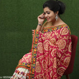 Red and gold paisley design georgette saree