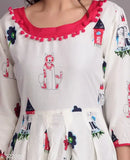 Women's printed rayon kurti, vibrant Indian fashion in size L