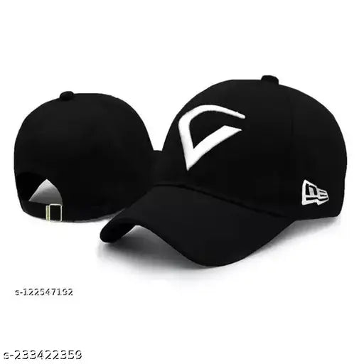 Adjustable black cotton baseball cap, solid design for men, women, boys, girls from India