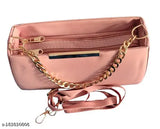 Pink fabric with gold chain, box pattern, 2 shoulder straps, girls' slingbag, cross-body bag