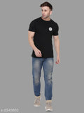 Multicolor cotton blend men's round solid t-shirt pack 2, printed pattern on short sleeves for sizes S, M, L, XL