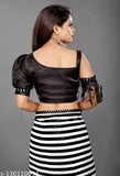 Flip the style printed Bollywood Georgette saree black white