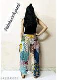 Multicolor wide-leg patchwork yoga pants with elastic waist