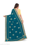 Teal georgette saree with blouse