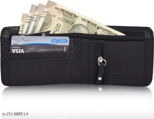 Brown faux leather men's bifold wallet, 12 card slots, stylish accessory made in India