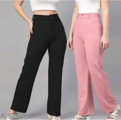 Comfortable women's trousers, dark wash denim with pockets, pack of two for casual wear