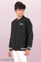 Nylon long sleeve winter jacket for kids, solid pattern, trendy design