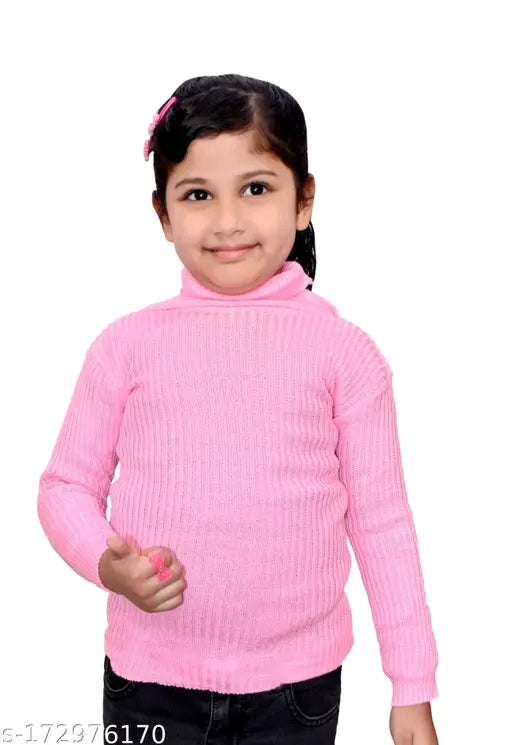 Trendy woolen pink sweater for baby boys & girls, self-design net pattern, long sleeves, ideal for winters, Indian origin