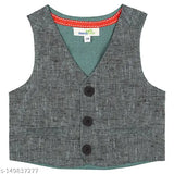 Multi-colored tweed vest with collar and black buttons