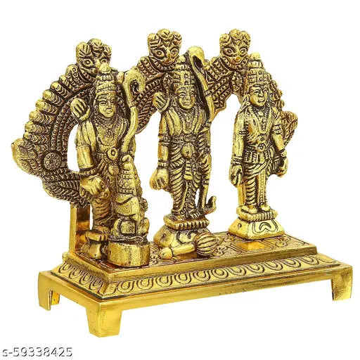 Oxide Metal Shri Ram Darbar with Hanuman Ji - Indian home temple idol (10x10x4cm)