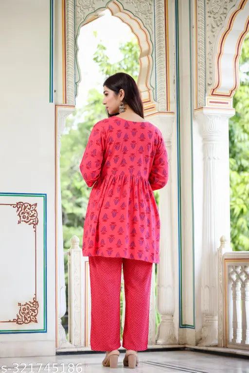 Printed maternity feeding nightgown with zippers, three-quarter sleeve, pre/post pregnancy, India-made