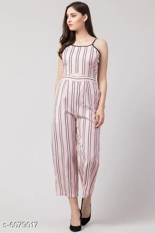 Printed net poly crepe sleeveless jumpsuit for women, attractive fit in L (bust 40 in, length 50 in)