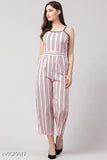 Printed net poly crepe sleeveless jumpsuit for women, attractive fit in L (bust 40 in, length 50 in)