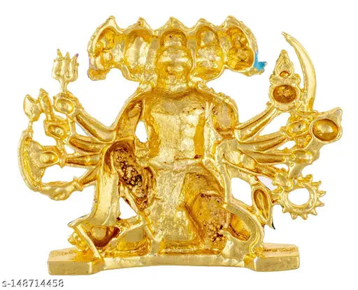Brass oval-shaped Panchmukhi Hanuman idol (approx. 6cm, 120g), traditional Indian god statue in box