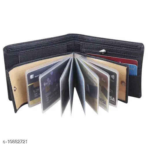 Faux leather unique men's wallet, solid net design, free size (9cm x 11cm), India-made accessory