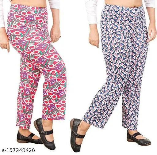 Women's lounge pants, floral patterned, elastic waistband