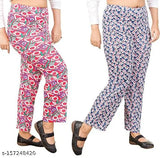 Women's lounge pants, floral patterned, elastic waistband