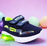 Blue Green synthetic kids' Led Light sports shoes (up to 7 years), featuring a solid rubber sole and adjustable velcro fastening