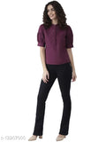 Aubergine solid top, women's fashion from India, stylish solid-colored attire in deep purple