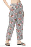 Plaid women's pants with floral pattern