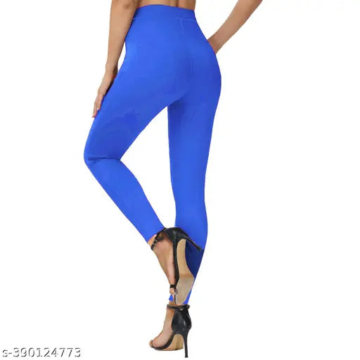 Black cotton blend pocket jeggings pack (2-piece), solid design in blue and black colors for versatile casual wear