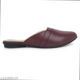 Leather SCUT MULE sandals, stylish flats for women with leather pattern, slip-on design in various sizes from India